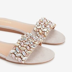 Express Jeweled Embellished Slide Sandals